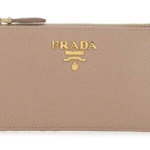 100% Authentic Guaranteed PRADA Saffiano Leather Zip Card Holder